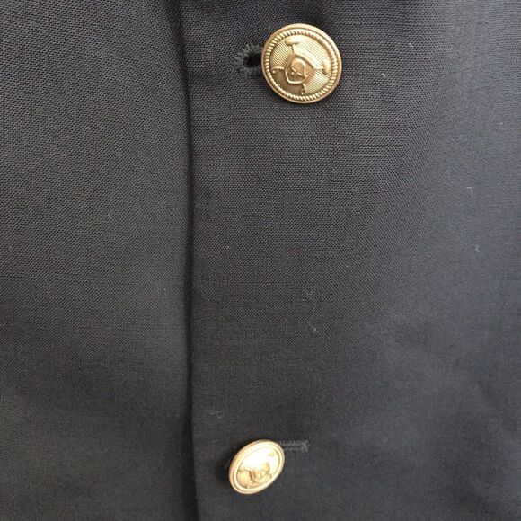 Alan Flusser Navy Blue or Black Sport Virgin Wool Blazer Jacket Gold Buttons 44R - Picture 6 of 15